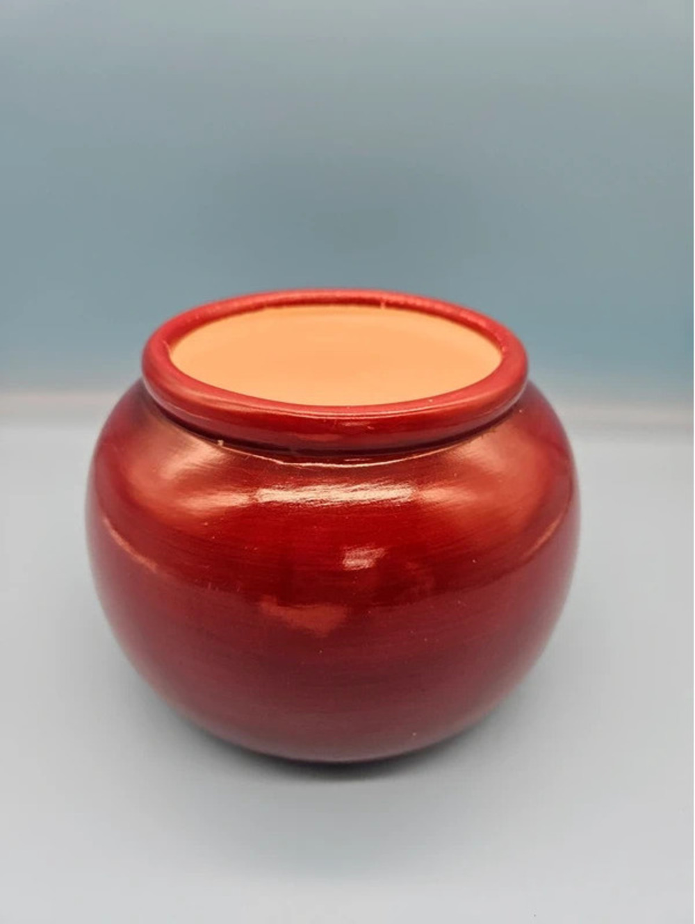 Red Glazed Ceramic Round Planter Pot